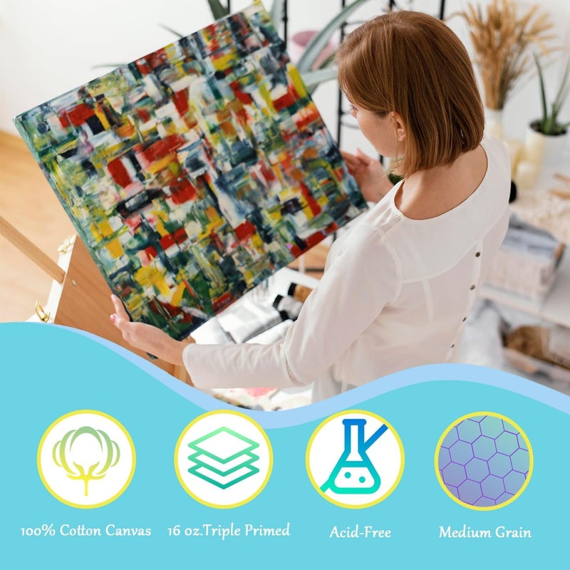 Artkey Gallery Wrapped Stretched Canvases for Painting 30x36 Inch 1-Pack, 16 oz Triple Primed Acid-Free 100% Cotton Blank Canvas, Rectangular Spline Canvas for Oil Paint Acrylics Pouring & Wet Art Media - Image 3